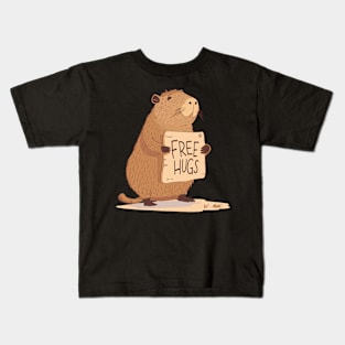 Free Hugs! Romantic Capibara Kids T-Shirt